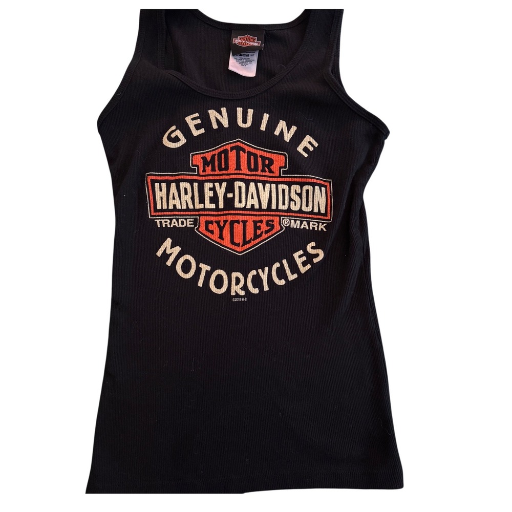 Harley-Davidson Las Vegas Tank Top Womens Small Black Ribbed Cotton Made USA
